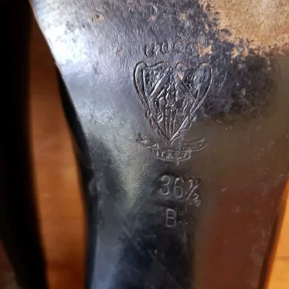 Vintage GUCCI Italy GG Logo Black Slip On Heel Shoes 36 1/2B US 6 Almond Toe - Picture 11 of 16